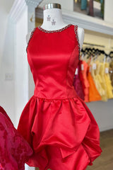 Dressystars Blue A Line Homecoming Dresses Beaded Satin Short Cocktail Dresses