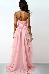 Dressystars Blush Pink Wedding Guest Dress Asymmetrical Sweetheart High-Low Formal Dress
