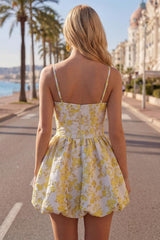 Dressystars Butter Yellow Floral Keyhole A-Line Short Homecoming Dress with 3D Flower