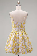 Dressystars Butter Yellow Floral Keyhole A-Line Short Homecoming Dress with 3D Flower