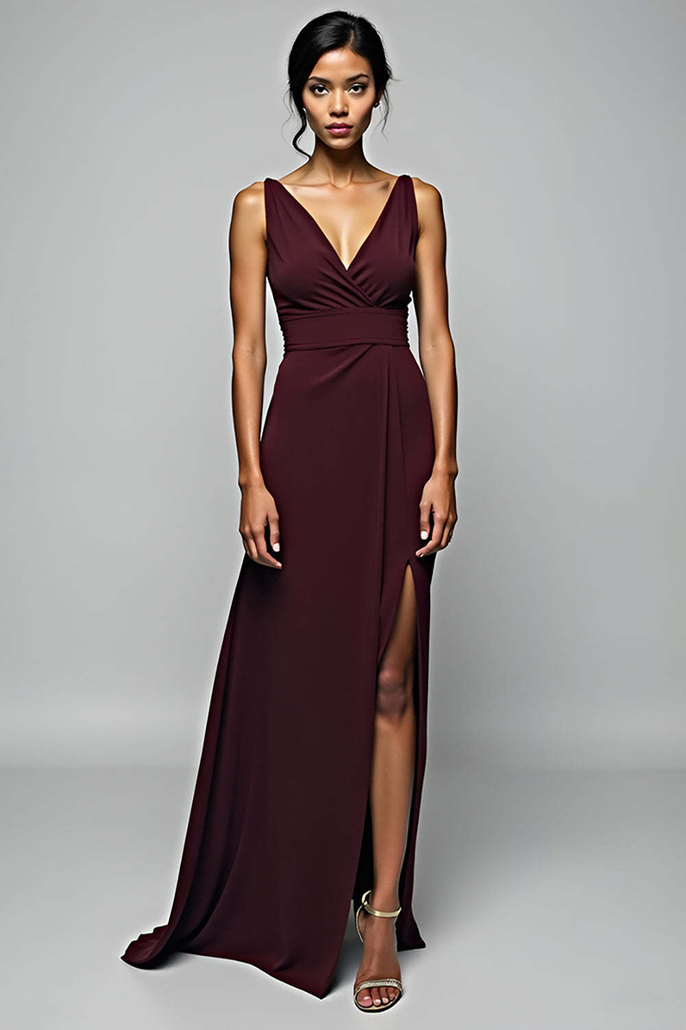 Dressystars Cabernet Sheath Backless Long Formal Dress With Slit