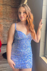 Dressystars Dark Green Homecoming Dress Sequin Lace-Up Back Tight Short Prom Dress