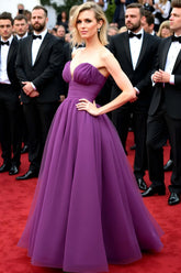 Dressystars Dark Purple Wedding Guest Dress Tulle Elegant Sweetheart A Line Gala Dress