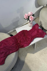 Dressystars Dark Red Glitter Bodycon Homecoming Dress With Sweetheart Neck Spaghetti Straps Ruched Side Slit Formal Evening Gown