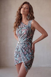 Dressystars Floral Black Ruched Tight Short Homecoming Dress with Rhinestone