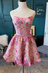 Dressystars Floral Corset Blush A-Line Short Homecoming Dress