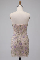 Dressystars Floral Dusty Sage Beaded Tight Short Corset Homecoming Dress