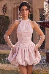 Dressystars Floral Pink A-Line Beaded Short Corset Homecoming Dress
