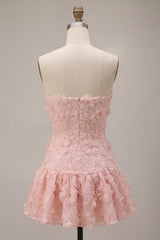 Dressystars Floral Pink A-Line Beaded Short Homecoming Dress