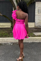 Dressystars Fuchsia Floral Homecoming Dresses Chiffon A Line Short Cocktail Dresses