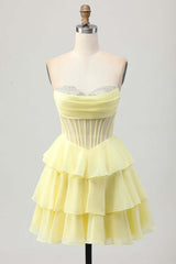 Dressystars Fuchsia Ruffled Homecoming Dresses Sweetheart Short Corset Cocktail Dresses With Beading