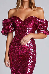 Dressystars Fuchsia Wedding Guest Dress Strapless Sheath Long Formal Dress