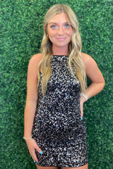 Dressystars Glitter Royal Blue Homecoming Dress Spaghetti Straps Sequin Tight Short Prom Dress