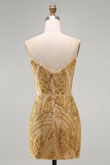 Dressystars Gold Beaded Tight Short Homecoming Dress