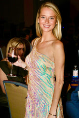 Dressystars Golden Homecoming Dress One Shoulder Sequined Tight Short Prom Dress with Fringes