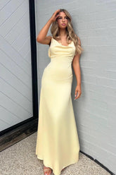 Dressystars Gorgeous Sheath Spaghetti Straps Yellow Long Party Dress With Pearl Backless Formal Evening Gown