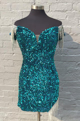 Dressystars Green Homecoming Dress Fringed Sequin Tight Short Prom Dress