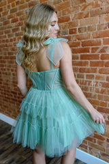 Dressystars Green Homecoming Dress Spaghetti Straps Corset A-Line Short Prom Dress