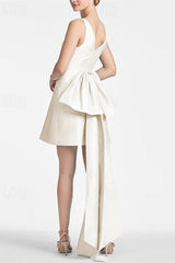 Dressystars Ivory V Neck A Line Homecoming Dress Short Cocktail Dress with Bow