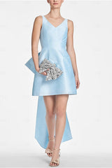 Dressystars Ivory V Neck A Line Homecoming Dress Short Cocktail Dress with Bow