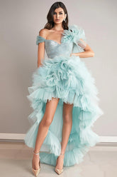 Dressystars Light Green High-Low Organza Short Homecoming Dress