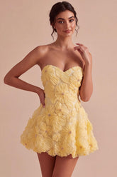 Dressystars Light Yellow Beaded Floral A Line Short Homecoming Dress