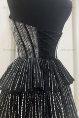 Dressystars Lilac A Line Homecoming Dresses Corset Strapless Tiered Short Cocktail Dresses