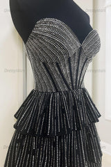 Dressystars Lilac A Line Homecoming Dresses Corset Strapless Tiered Short Cocktail Dresses