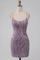 Dressystars Lilac Beaded Tight Short Homecoming Dress