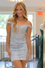 Dressystars Lilac Homecoming Dress Corset Floral Tight Short Prom Dress