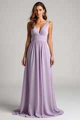 Dressystars Lilac Ruched A Line Long Formal Dress