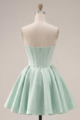 Dressystars Mint Green Strapless Corset A-Line Short Homecoming Dress