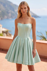 Dressystars Mint Green Strapless Corset A-Line Short Homecoming Dress