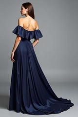 Dressystars Navy Wedding Guest Dress Beaded Halter A Line Long Formal Dress