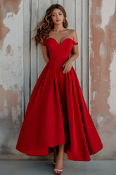 Dressystars Off The Shoulder Red Wedding Guest Dress A Line Formal Dress