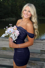 Dressystars Off the Shoulder Homecoming Dress Bodycon Pink Short Cocktail Dress