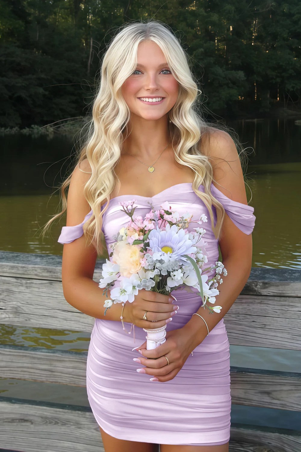 Dressystars Off the Shoulder Homecoming Dress Bodycon Pink Short Cocktail Dress