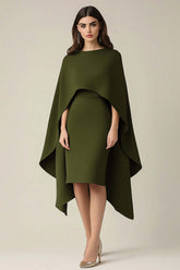 Dressystars Olive Wedding Guest Dress Scoop Sheath Formal Dress With Shawl