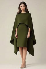 Dressystars Olive Wedding Guest Dress Scoop Sheath Formal Dress With Shawl