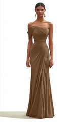 Dressystars One Shoulder Ruched Mermaid Dark Green Wedding Guest Dress Long Formal Dress