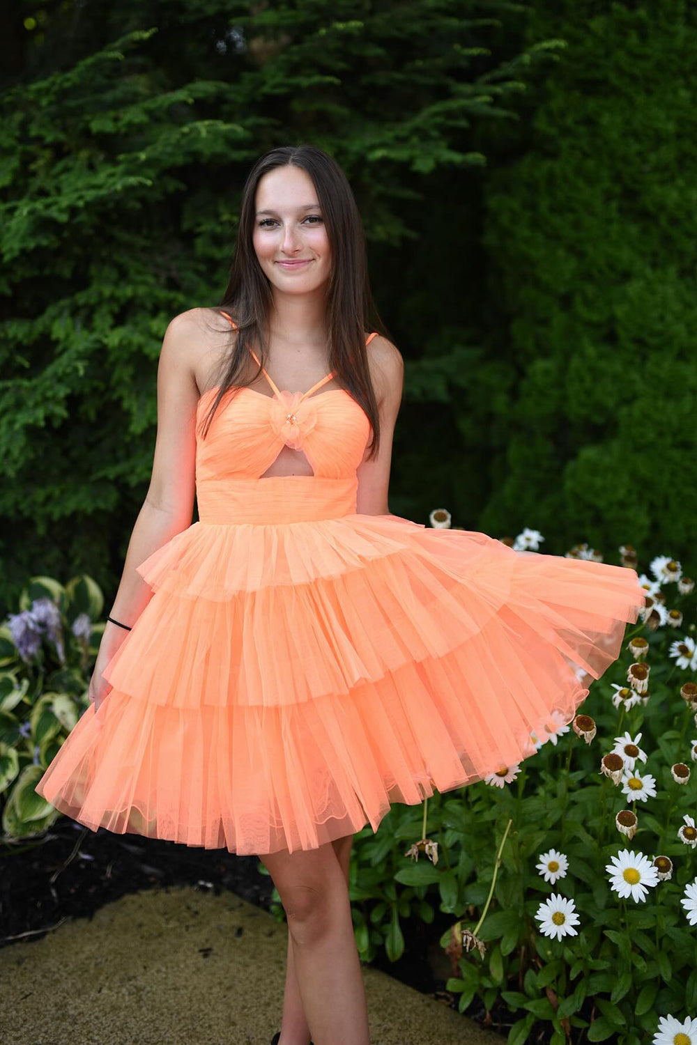 Dressystars Orange Homecoming Dress Halter Ruffled A-Line Short Prom Dress