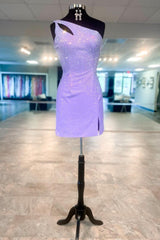 Dressystars Orange Homecoming Dress One Shoulder Sequin Tight Short Prom Dress