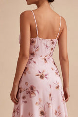 Dressystars Pink Floral Spaghetti Straps Ruffled A-Line Short Homecoming Dress