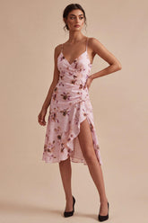 Dressystars Pink Floral Spaghetti Straps Ruffled A-Line Short Homecoming Dress