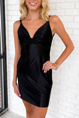 Dressystars Pink Homecoming Dress Spaghetti Straps Tight Ruched Satin Short Prom Dress