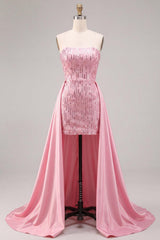 Dressystars Pink Sequin Short Tight Homecoming Dress with Cape