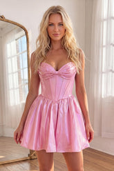 Dressystars Pink Sweetheart A Line Short Corset Homecoming Dress
