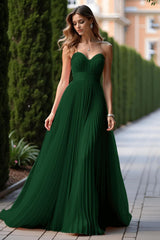 Dressystars Pleated Sweetheart A Line Pink Wedding Guest Dress Long Formal Dress