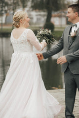 Dressystars Plus Size Beach Wedding Dress Half Sleeve A Line Lace Bridal Gown