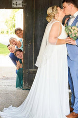 Dressystars Plus Size Beach Wedding Dress V Neck Chiffon Sleeveless A Line Bridal Gown